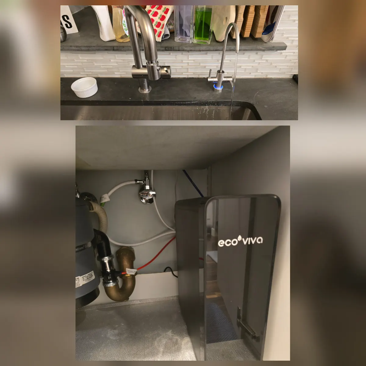 Kitchen drinking-water faucet and Eco Viva under-sink filtration install